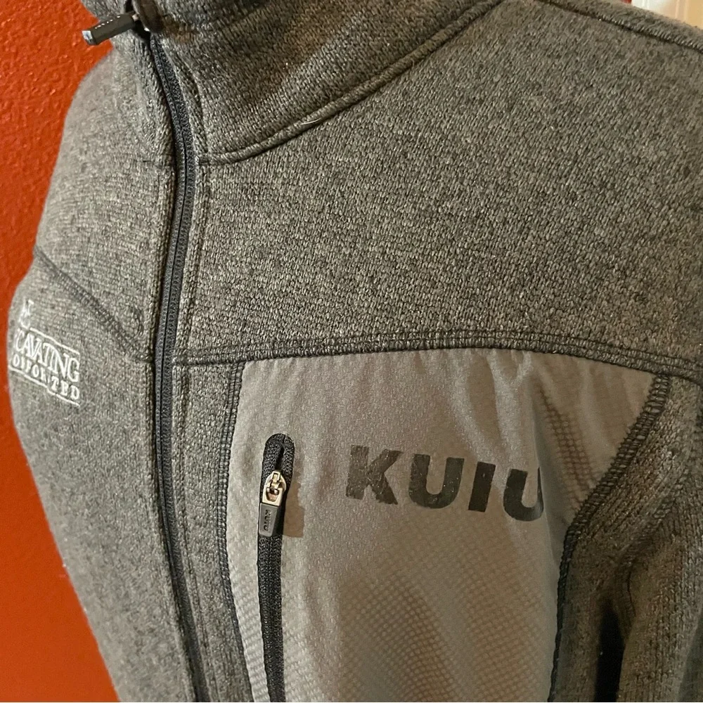 Kuiu Men’s Base Camp Full Zip Pullover Cowl Gray Heather Fleece Sweater - Picture 3 of 5